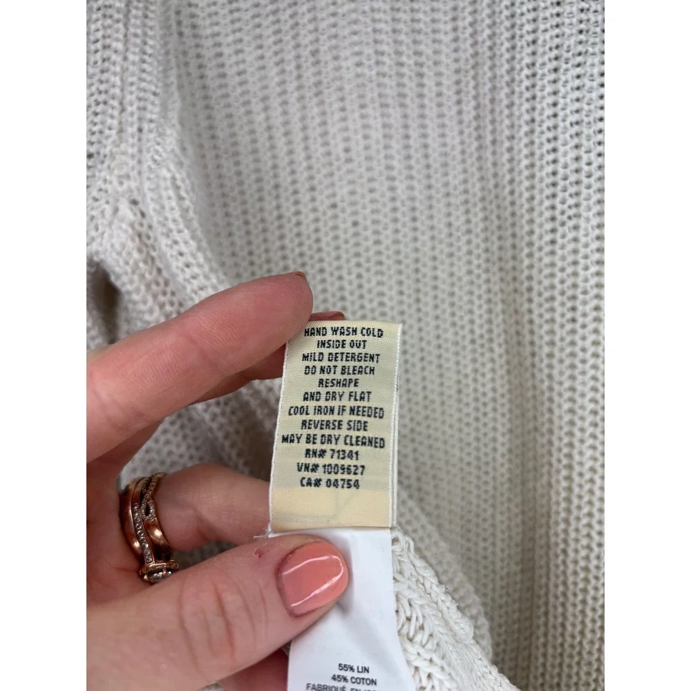 LL Bean Pointelle Cardigan Coastal Cottagecore Lightweight Layering Size M‎